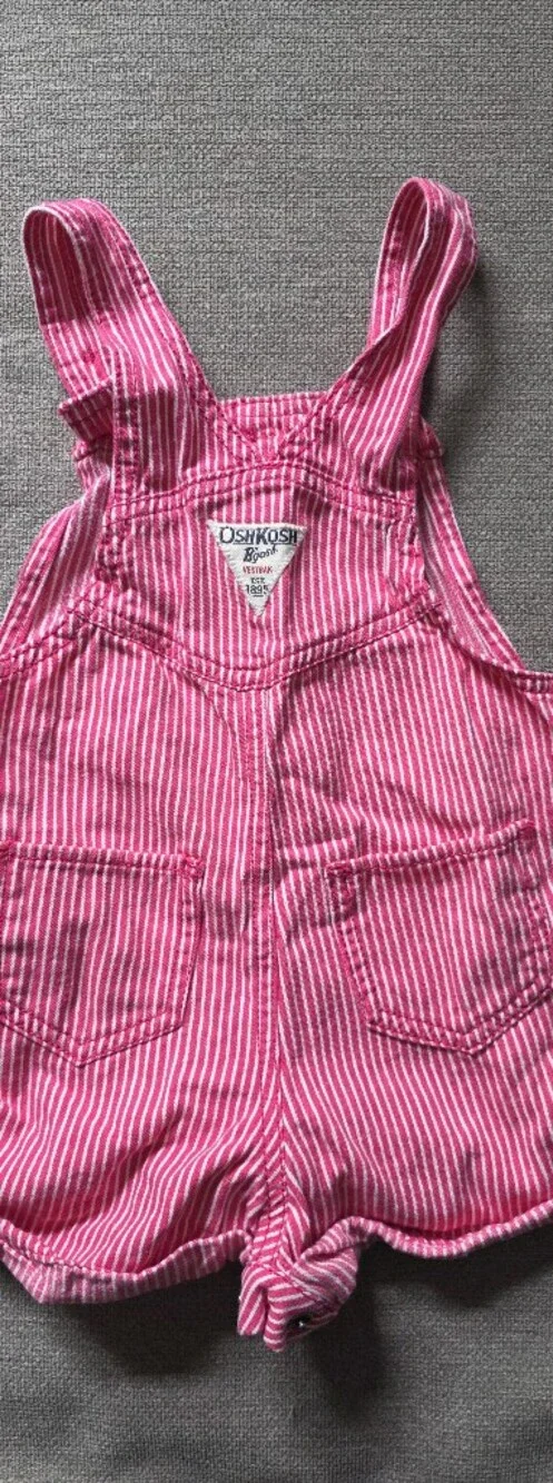 Oshkosh B'gosh Striped Pink Girls' Overall Shorts with Button Front